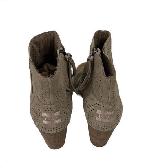 Tom's Peep Toe Booties Majorca Toffee Suede - Picture 6 of 10